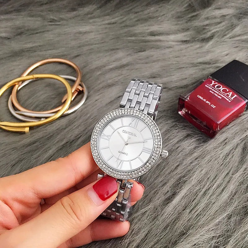Женские Серебристые часы CONTENA роскошные из нержавеющей стали|montre fashion|montre femmemontre
