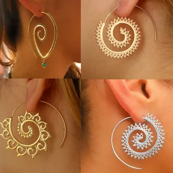 Trendy Gold Color Dangle Drop Earrings for Women Girls Vintage Handmade Indian Spiral Long Earrings Engagment Jewelry Gift
Trendy Gold Color Dangle Drop Earrings for Women Girls Vintage Handmade Indian Spiral Long Earrings Engagment Jewelry Gift