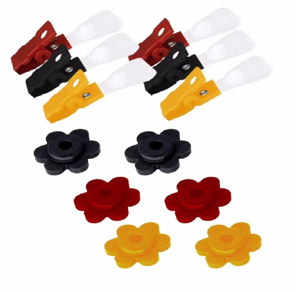 Garden Flag Rubber Stopper Stops and Adjustable Anti-Wind Clips| 12 Pieces Garden Flag Accessories | Set in Red,Yellow & Black,
Garden Flag Rubber Stopper Stops and Adjustable Anti-Wind Clips| 12 Pieces Garden Flag Accessories | Set in Red,Yellow & Black,