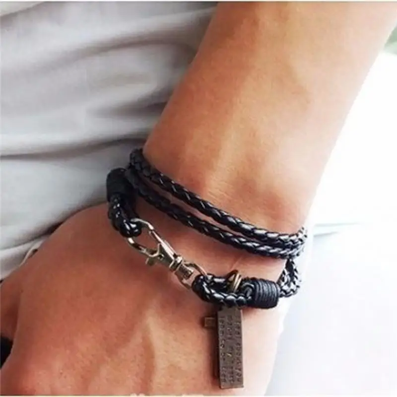 Fashion Male Bracelet Jewelry Christmas Gift Leather Pulseira Masculina Cross Bracelets Men Best Friendship Bracelets #5
Fashion Male Bracelet Jewelry Christmas Gift Leather Pulseira Masculina Cross Bracelets Men Best Friendship Bracelets #5