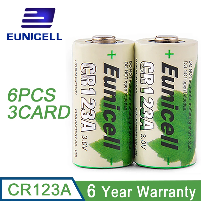 Фото Литиевая батарея CR123A CR 123A 6 шт./3 карты ячейка с литиевым аккумулятором 1400 мАч CR123
