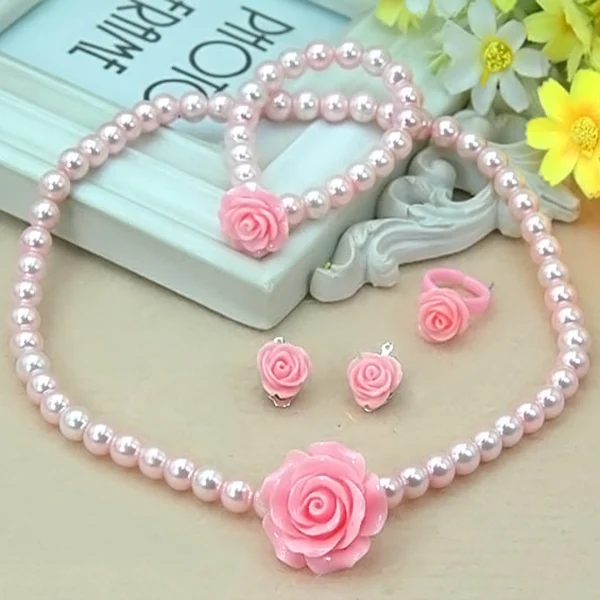 Kids Girls Child Pearl Flower Shape Necklace + Bracelet + Ring + Ear Clips Jewelry Set @M23
Kids Girls Child Pearl Flower Shape Necklace + Bracelet + Ring + Ear Clips Jewelry Set @M23