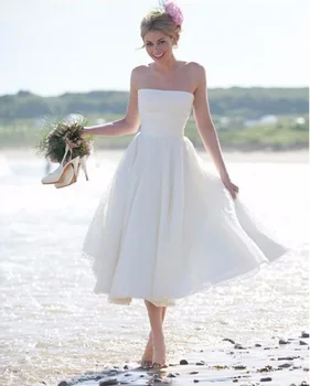 Fashion Tea Length Strapless Organza Short Prom Gown Vestido De Noiva Curto for Beach Weddings Party Plus Size
Fashion Tea Length Strapless Organza Short Prom Gown Vestido De Noiva Curto for Beach Weddings Party Plus Size