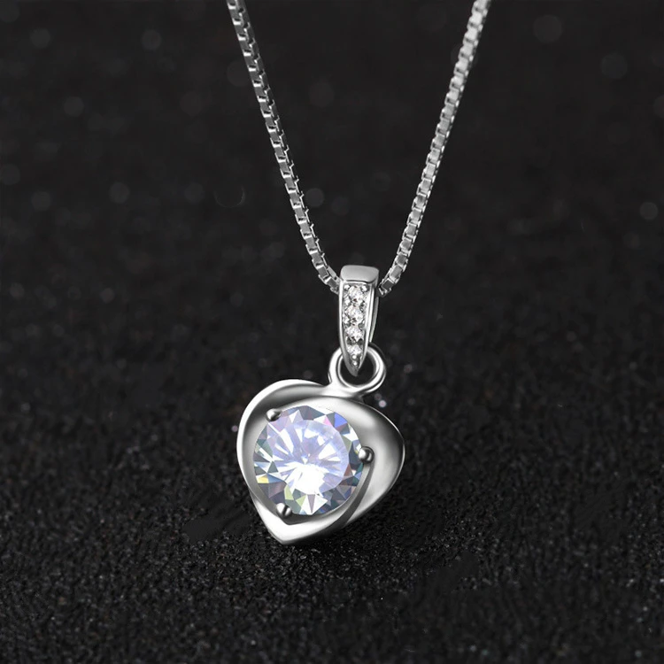 Romantic Heart Shaped Sparkling Pendant Exquisite Zircon 925 Sterling Silver Jewelry Crystal Choker Necklaces
Romantic Heart Shaped Sparkling Pendant Exquisite Zircon 925 Sterling Silver Jewelry Crystal Choker Necklaces
