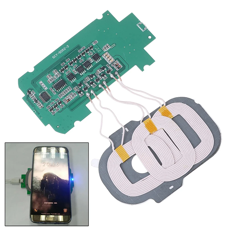 

DIY 3 Coils Qi Wireless Charger PCBA Circuit Board 5V/2A Qi Wireless Charging Standard Accessories 1Pcs