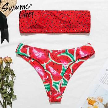 Bandeau swimsuit female Bathing suit Fruit Print bikini set Push up swimwear women High cut Summer bathers 2019 Sexy biquini new
Bandeau swimsuit female Bathing suit Fruit Print bikini set Push up swimwear women High cut Summer bathers 2019 Sexy biquini new
