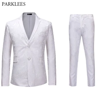 New Style Wedding Groom Tuxedo Suit Men 2019 Fashion White Jacquard Two Button 2 Piece Men Suit (Blazer+Pants) Terno Masculino
New Style Wedding Groom Tuxedo Suit Men 2019 Fashion White Jacquard Two Button 2 Piece Men Suit (Blazer+Pants) Terno Masculino