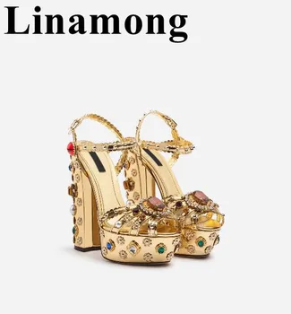 2019 Summer Fashion Gold Square Heel Crystal Retro Sexy High Heel And Open Toe Hottest Buckle Strap Women Sandals Shoes
2019 Summer Fashion Gold Square Heel Crystal Retro Sexy High Heel And Open Toe Hottest Buckle Strap Women Sandals Shoes