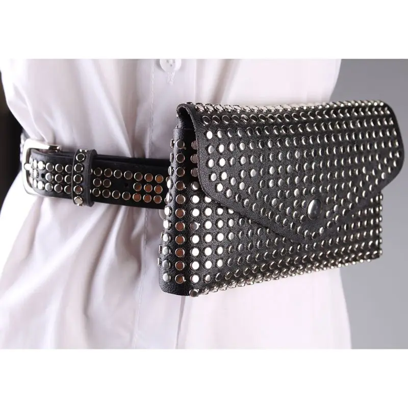 Fashion Rivets Small Waist Pack Women's Waist Bag Designer Luxury Fanny Phone Pouch Belt Punk Purse Bag
Fashion Rivets Small Waist Pack Women's Waist Bag Designer Luxury Fanny Phone Pouch Belt Punk Purse Bag