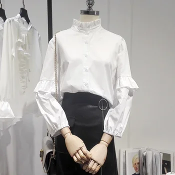 2018 autumn winter new cotton women white shirts ruffles lantern sleeved solid loose elegant office lady blouse tops
2018 autumn winter new cotton women white shirts ruffles lantern sleeved solid loose elegant office lady blouse tops