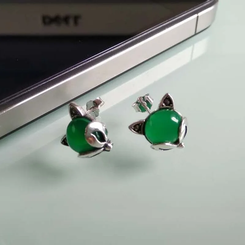 FNJ 925 Silver Fox Stud Earrings for Women Jewelry Red Zircon Green Stone boucle d'oreille 100% S925 Sterling Silver Earring
FNJ 925 Silver Fox Stud Earrings for Women Jewelry Red Zircon Green Stone boucle d'oreille 100% S925 Sterling Silver Earring