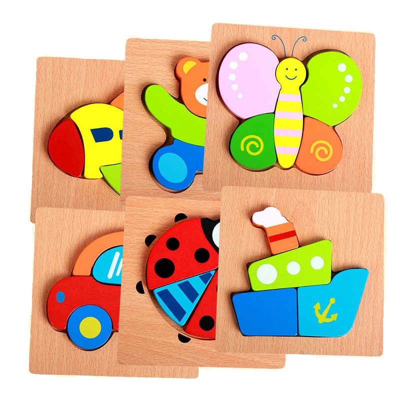 

15X15CM Kids Wooden Puzzle Cartoon Animal Traffic Tangram Wood Puzzle Toys Educational Jigsaw Toys for Children GiftS