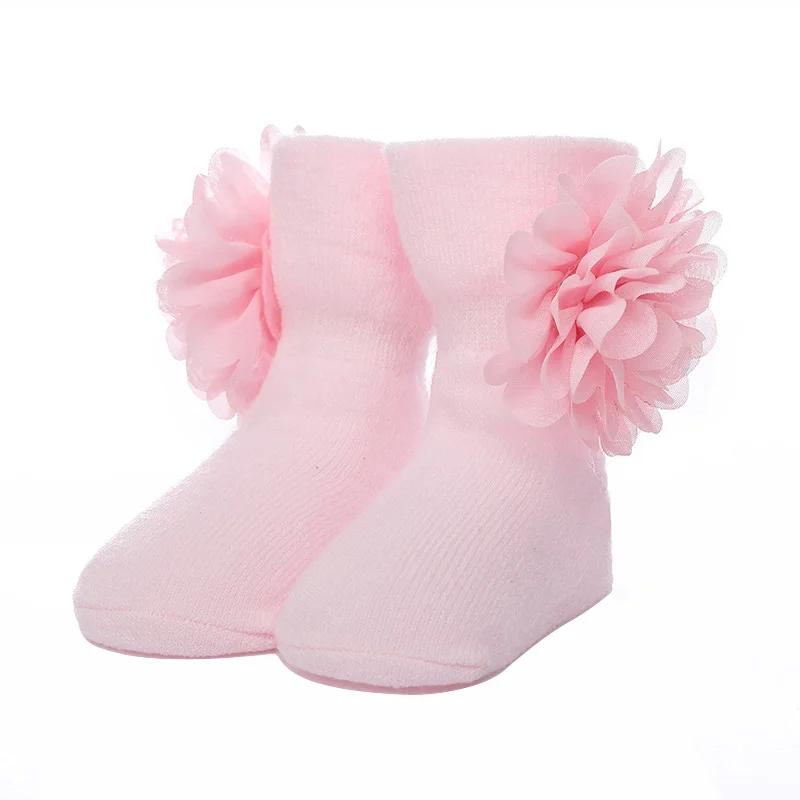 Floral Baby Girls Socks Toddler Kids Soft Cotton Sport Socks Autumn Winter Keep Warm Chiffon Flower Baby Care High quality Sweat Absorption (9)