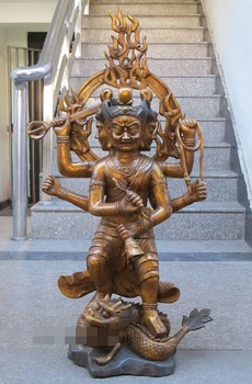 xd 003182 38"Tibet Sitsang bronze gilded 5 eyes superhuman 3 head 6 hand dragon Mahahala
xd 003182 38"Tibet Sitsang bronze gilded 5 eyes superhuman 3 head 6 hand dragon Mahahala