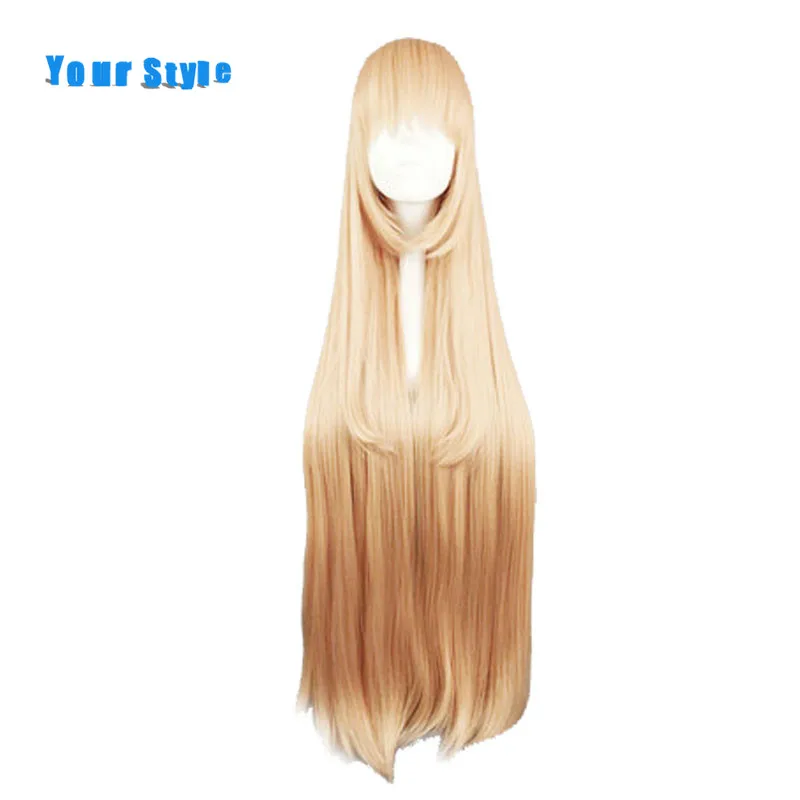 Image Your Style 100cm Long Straight Orange Cosplay Hair Wigs Womens For Costume Party Blonde Yellow Synthetic  High Temperature Fiber