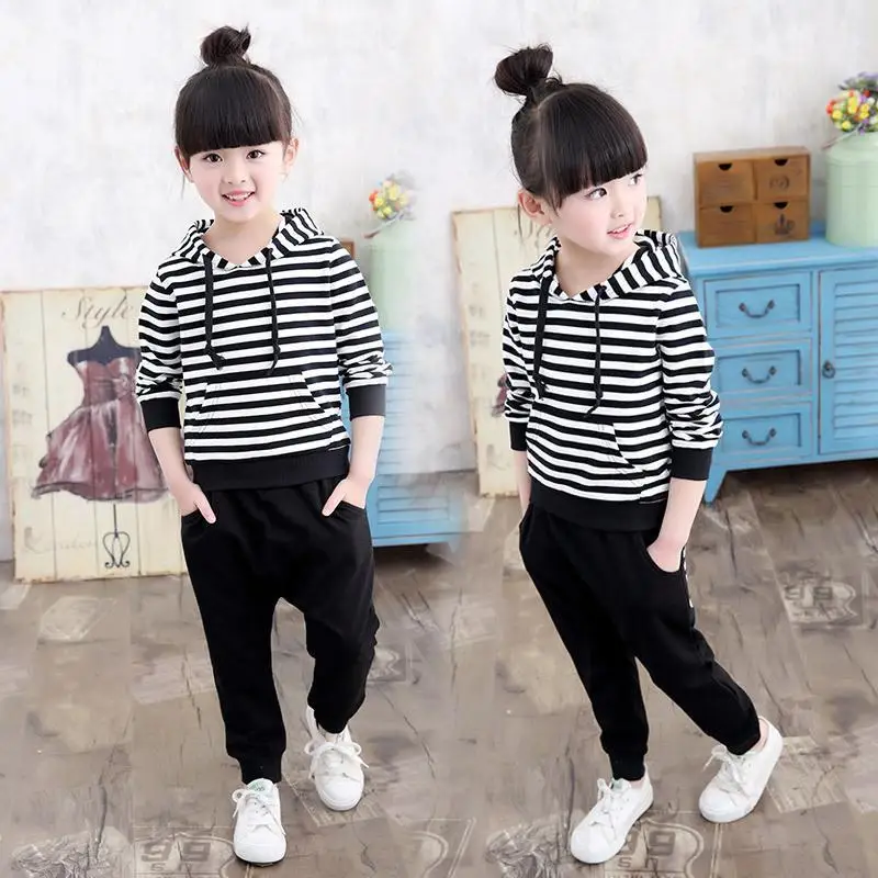 Image Hot Brand Children Sports Suit Toddler Tracksuit 4 6 7 8 10 11 Year Kids Jacket Harem Pants 2 pcs Outfit Baby Girl Clothing Sets