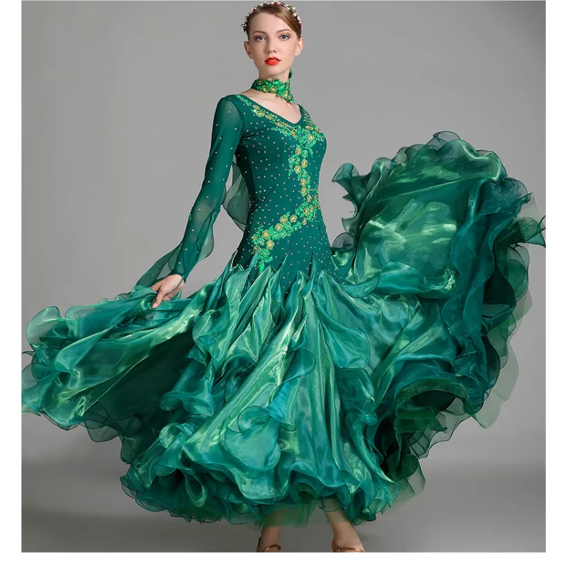 Modern Dance Dress Lady Dancing Performance Suit Long Sleeve Girl Standard Dancing Costume Diamond Competition Dress B-6142
Modern Dance Dress Lady Dancing Performance Suit Long Sleeve Girl Standard Dancing Costume Diamond Competition Dress B-6142