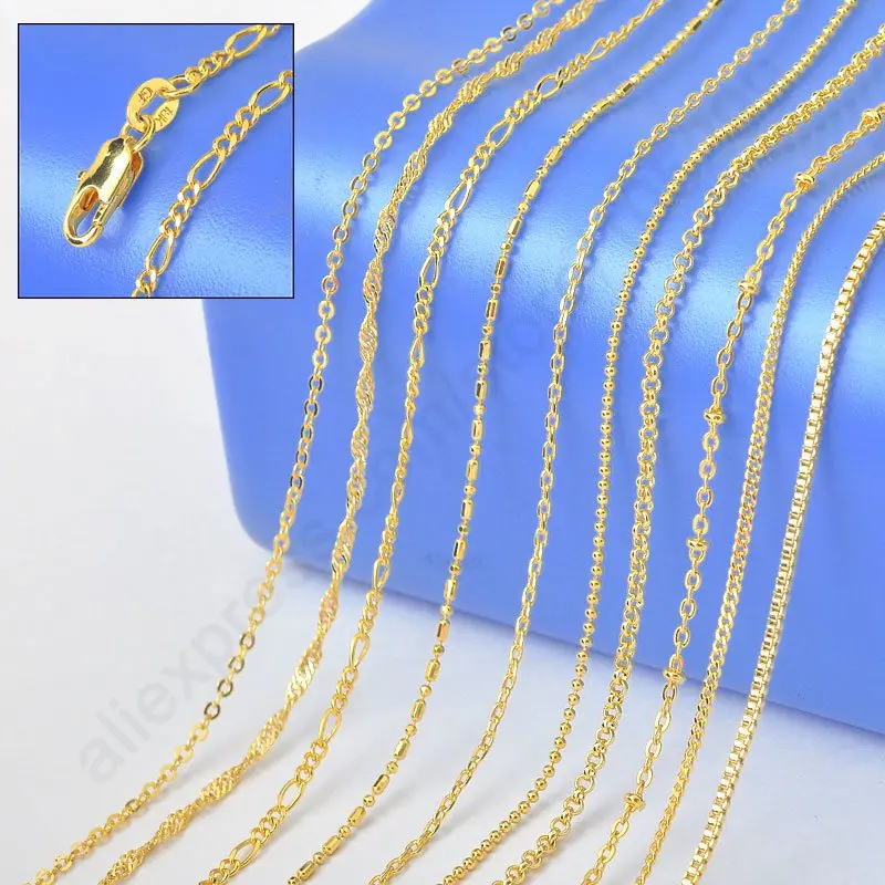 

10PCS Sample 18" Mix 10 Kinds 18K Solid Yellow Gold Filled Venice Figaro Rolo Curb GF Necklace Chains 18K-GF Stamped 1.2-2MM