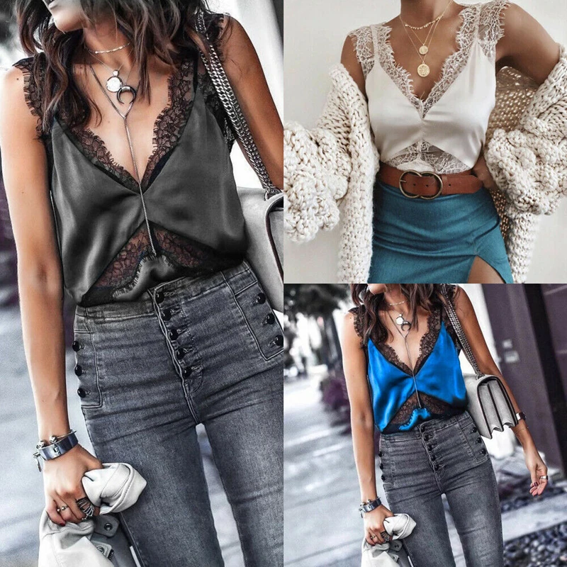Fashion Women Casual Camisole Lace Plain Strappy Vest Top Sleeveless Blouse Tank V Neck S-XXL White Black Blue
Fashion Women Casual Camisole Lace Plain Strappy Vest Top Sleeveless Blouse Tank V Neck S-XXL White Black Blue