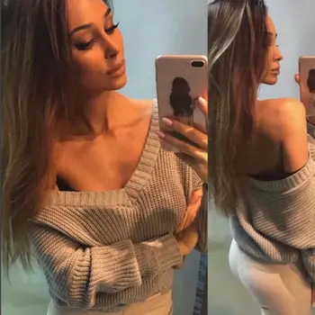 New 2017 Women Warm Long Sleeve V Neck Loose Knitted Sweater Ladies Casual Jumper Tops
New 2017 Women Warm Long Sleeve V Neck Loose Knitted Sweater Ladies Casual Jumper Tops