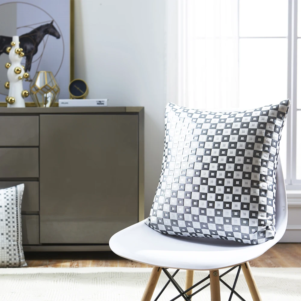 Metallic Geometric Plaid Decorative Throw Pillow Cushion Cover Silver for Home Decor Sofa Chair Soft Touch White Silver
Metallic Geometric Plaid Decorative Throw Pillow Cushion Cover Silver for Home Decor Sofa Chair Soft Touch White Silver