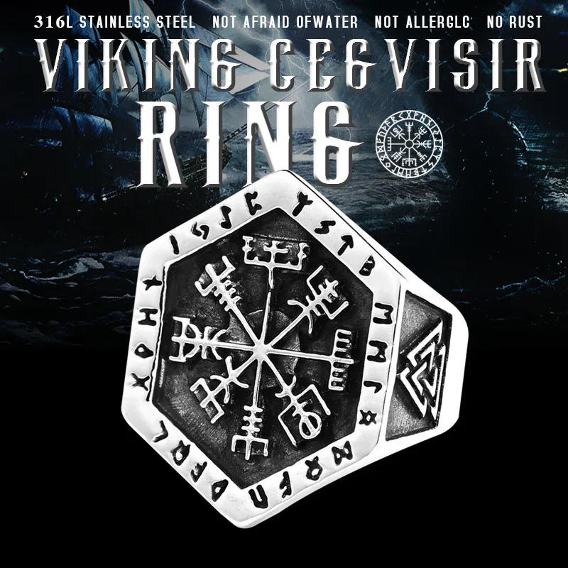 Beier 316L Stainless Steel nose viking Odin Vegvisir Amulet Valknut for men scandinavian wholesale ring fashion jewelry LR671
Beier 316L Stainless Steel nose viking Odin Vegvisir Amulet Valknut for men scandinavian wholesale ring fashion jewelry LR671