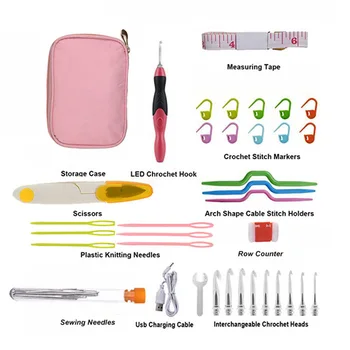 Rechargeable LED Crochet Hook Set 2.5mm-6.5mm Heads Scissors Needles Accessories Knitting Needles Set With Waterproof Bag
Rechargeable LED Crochet Hook Set 2.5mm-6.5mm Heads Scissors Needles Accessories Knitting Needles Set With Waterproof Bag