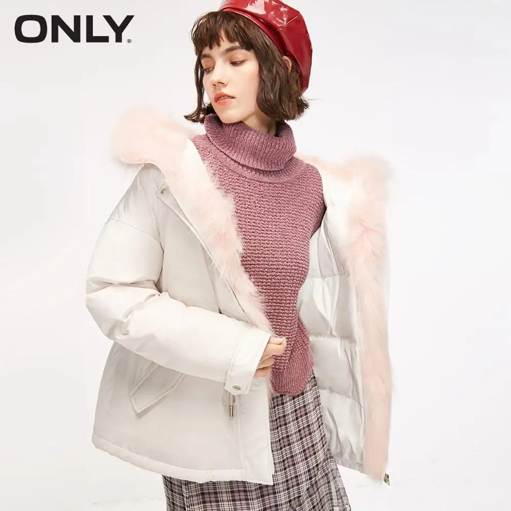 ONLY womens' winter detachable fur collar drawstring down jacket Waist drawstring Zipper removal fur collar|118312547
ONLY womens' winter detachable fur collar drawstring down jacket Waist drawstring Zipper removal fur collar|118312547