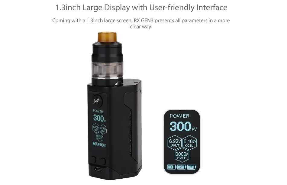 Original WISMEC Reuleaux RX GEN3 TC Kit 300W w/ Gnome Tank 2ml Huge Power 300W Wismec GEN3 TC Mod E-cig Vape Mod vs T-priv Kit