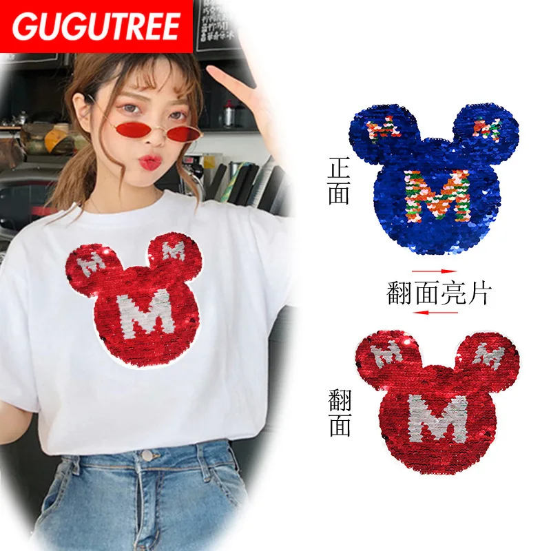 GUGUTREE embroidery Sequins big mouse patches M patches badges applique patches for clothing XC-133
GUGUTREE embroidery Sequins big mouse patches M patches badges applique patches for clothing XC-133