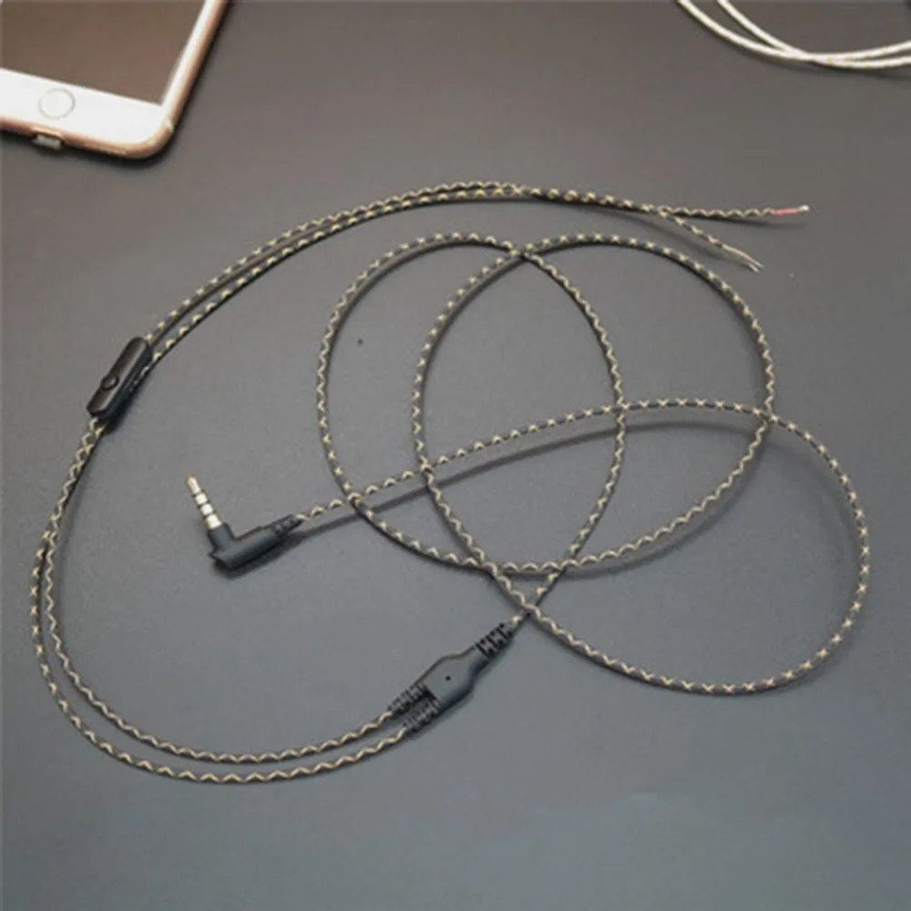 DIY Earphone Audio Cable Snakeskin wire Semi-finished serpentine cables with Mic for mobile phone(10)