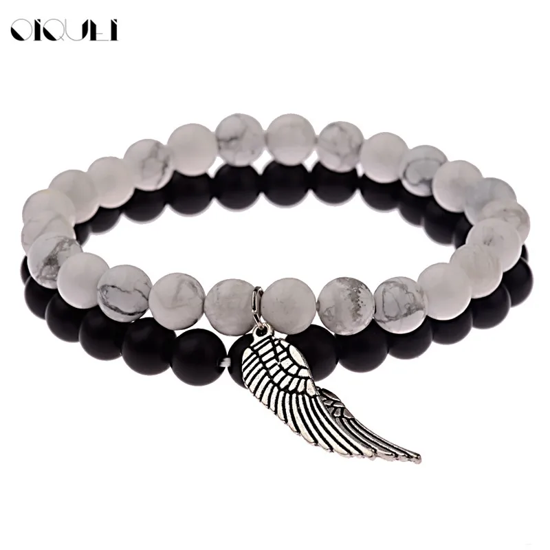OIQUEI 2018 Sliver Angel Wings Beaded Bracelets For Women Men Black Pink Matte Onyx Stone Beads Charm Bracelet Bangles Pulseiras
OIQUEI 2018 Sliver Angel Wings Beaded Bracelets For Women Men Black Pink Matte Onyx Stone Beads Charm Bracelet Bangles Pulseiras