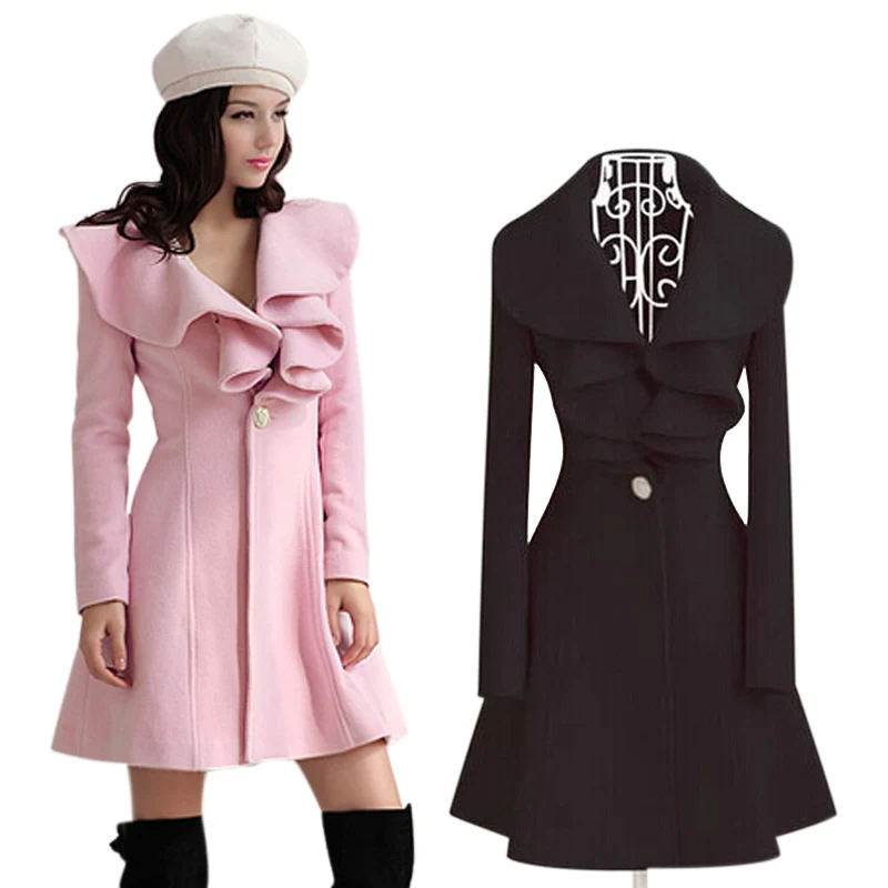 Newly Women Winter Warm Ruffle Coat Basic Coats Solid Regular Single Button Wool Blend Trench Falbala Jacket DOD886
Newly Women Winter Warm Ruffle Coat Basic Coats Solid Regular Single Button Wool Blend Trench Falbala Jacket DOD886