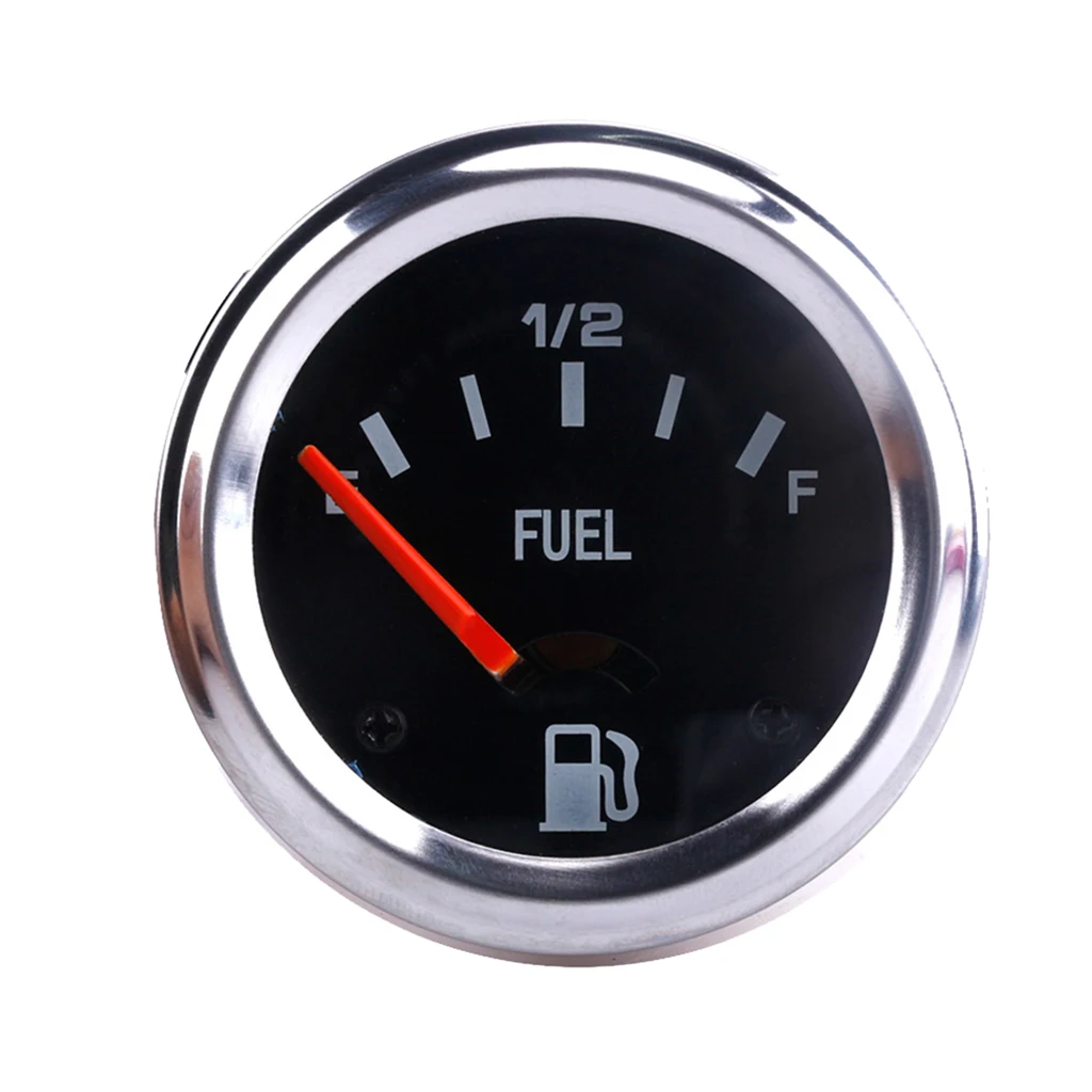 Style Line 2inch Electrical Fuel Level Gauge (Black Dial Face, Chromed Bezel)