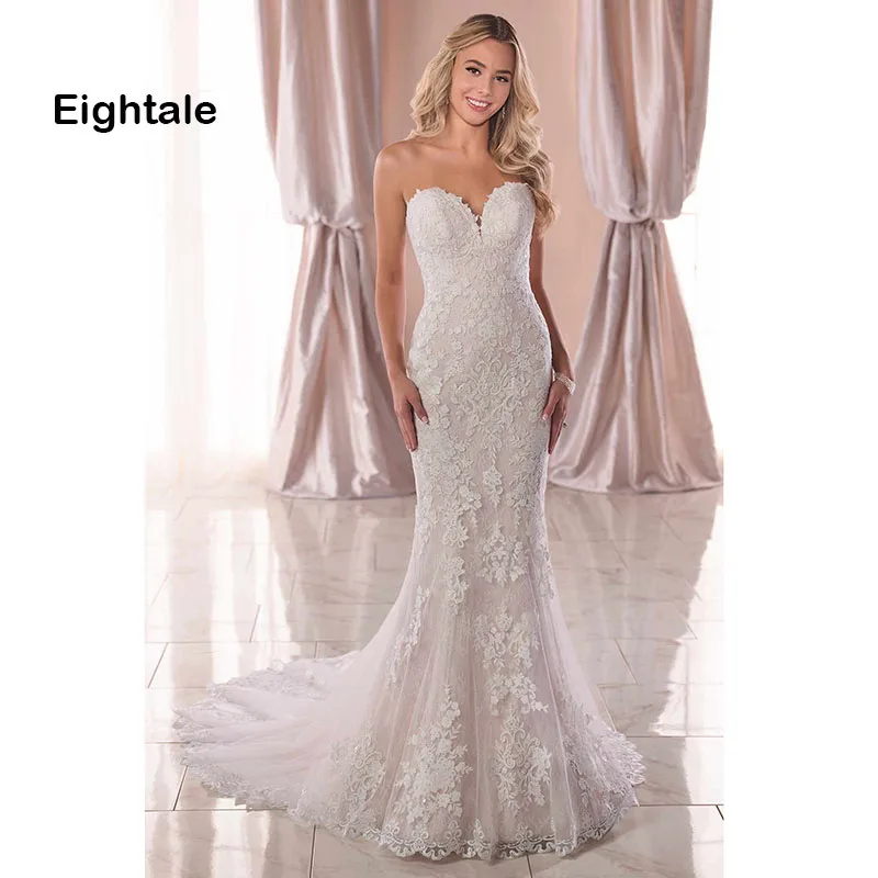 Eightale Mermaid Wedding Dresses 2019 Sweetheart Appliques Lace Wedding Gowns Backless Bride Dress vestido novia Free Shipping
Eightale Mermaid Wedding Dresses 2019 Sweetheart Appliques Lace Wedding Gowns Backless Bride Dress vestido novia Free Shipping