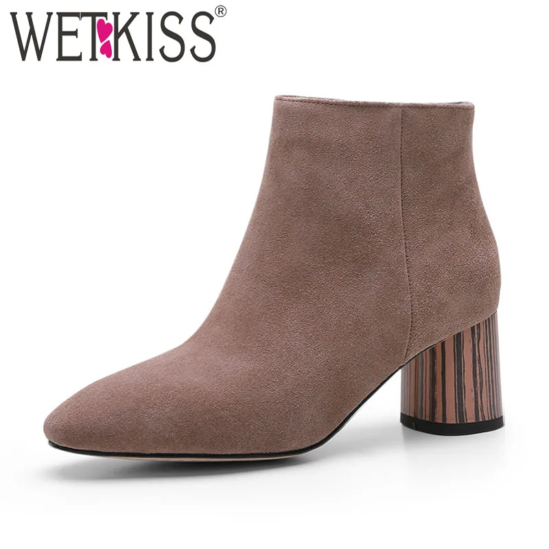 WETKISS Round High Heels Women Ankle Boots Pointed Toe Zip Footwear Cow Suede Female Boots Fashion Shoes Woman 2019 Spring New
WETKISS Round High Heels Women Ankle Boots Pointed Toe Zip Footwear Cow Suede Female Boots Fashion Shoes Woman 2019 Spring New