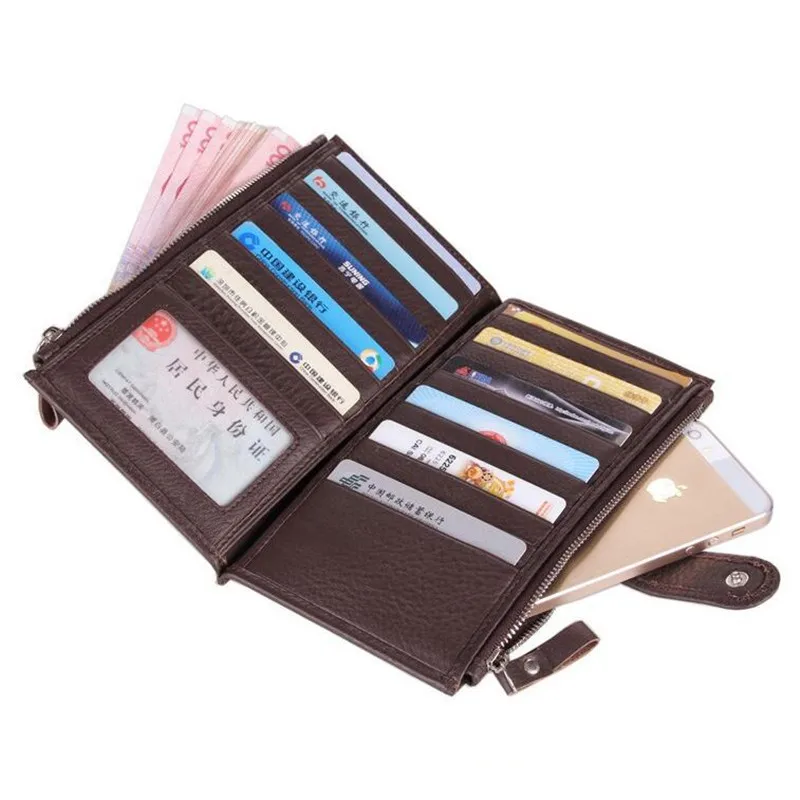 100% Genuine Leather Large Capacity High Qualily Cow leather Long Wallet Male Double Zipper Card Holder Carteira Masculina
100% Genuine Leather Large Capacity High Qualily Cow leather Long Wallet Male Double Zipper Card Holder Carteira Masculina