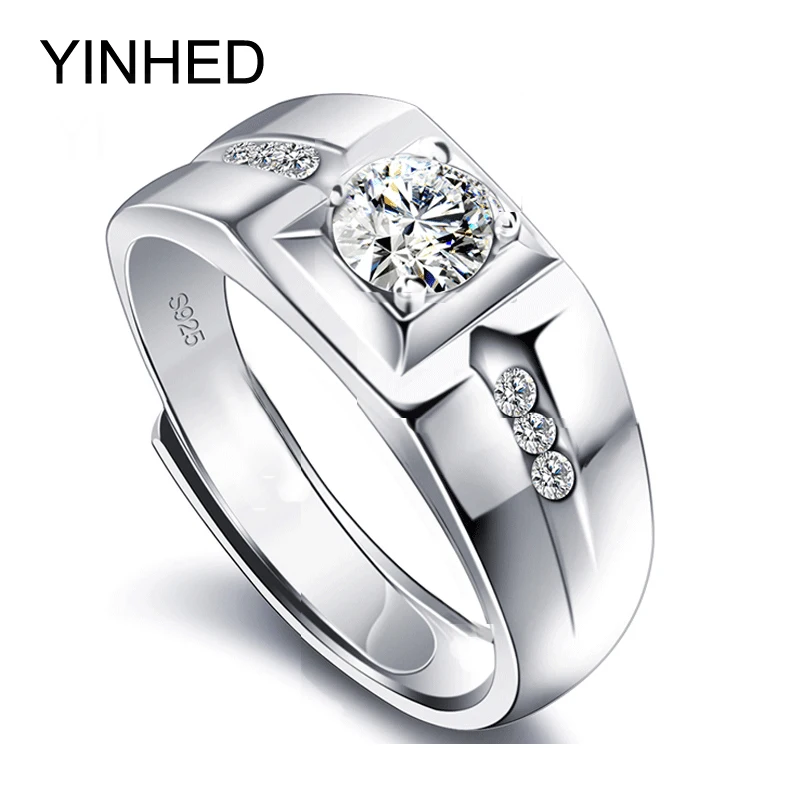YINHED Luxury Fashion Men's Wedding Ring Solid 925 Sterling Silver Open Ring 1 Carat CZ Diamant Engagement Ring Jewelry ZR370
YINHED Luxury Fashion Men's Wedding Ring Solid 925 Sterling Silver Open Ring 1 Carat CZ Diamant Engagement Ring Jewelry ZR370