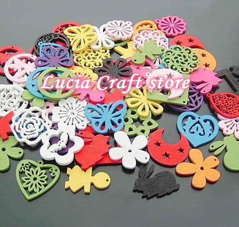 Продажа Lucia crafts 48 шт смешанный ассортимент весенние деревянные бусины Подвески