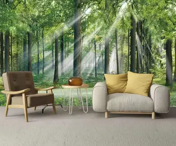 

Sun Misty Forest Wall Mural Large Photo Wallpaper for Living Room 3D Nature Foggy Forest Wallpapers Roll Wall Paper 3d Custom