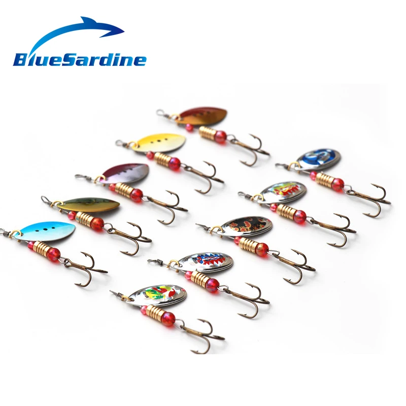 BlueSardine 10PCS Spinner Bait Metal Spoon Lure Hard Spinner Lures Fishing Tackle Spinnerbait