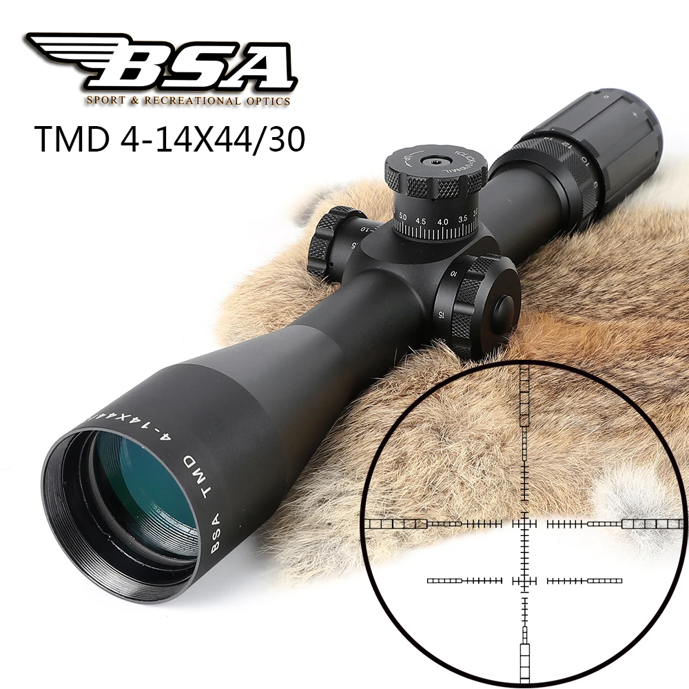 BSA TMD 4-14X44 FFP Hunting Riflescope First Focal Plane Glass Mil Dot Reticle Tactical Optics Sight Side Parallax Rifle Scope
BSA TMD 4-14X44 FFP Hunting Riflescope First Focal Plane Glass Mil Dot Reticle Tactical Optics Sight Side Parallax Rifle Scope