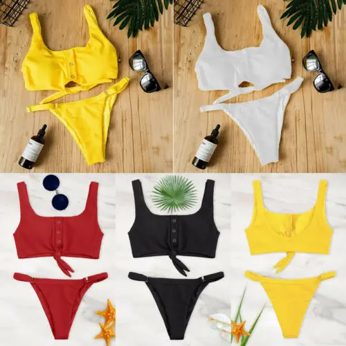 Women Sexy Solid Bikini Set Low Waist Brazilian Bathing Suit Swimwear Summer Swimsuit Female Yellow Beach Wear Biquini
Women Sexy Solid Bikini Set Low Waist Brazilian Bathing Suit Swimwear Summer Swimsuit Female Yellow Beach Wear Biquini