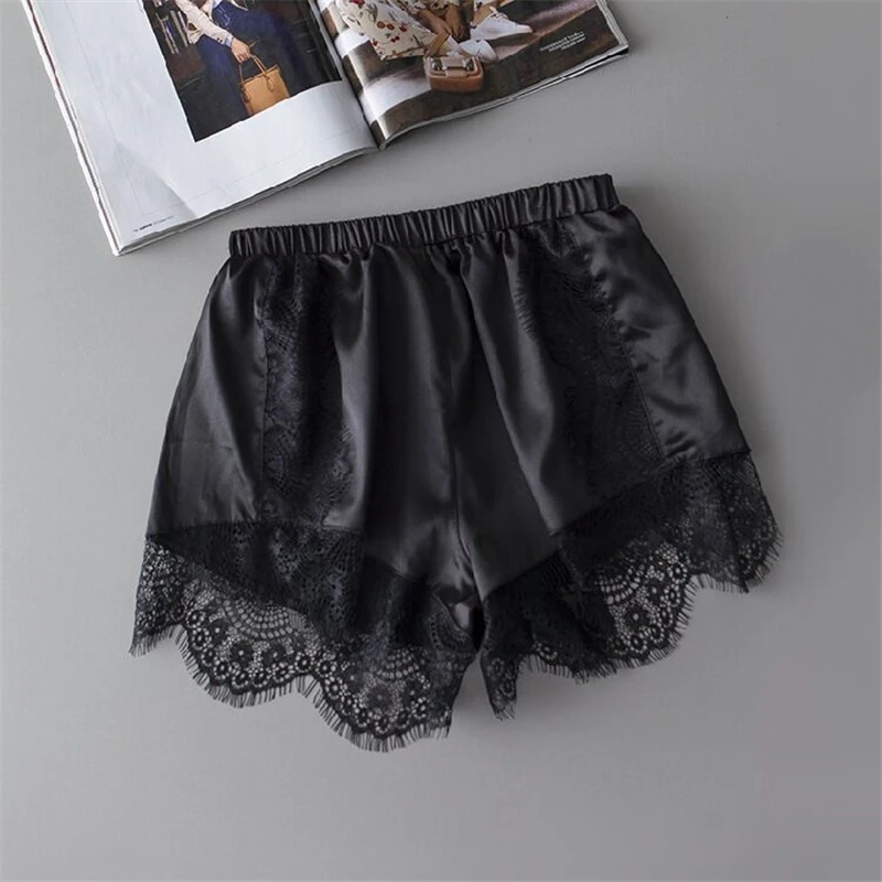 Sexy Lace Satin Sleep Bottoms Women Elastic Waist White Black Sleeping Shorts Casual Panties Summer Faux Silk Pajama Nightwear
Sexy Lace Satin Sleep Bottoms Women Elastic Waist White Black Sleeping Shorts Casual Panties Summer Faux Silk Pajama Nightwear