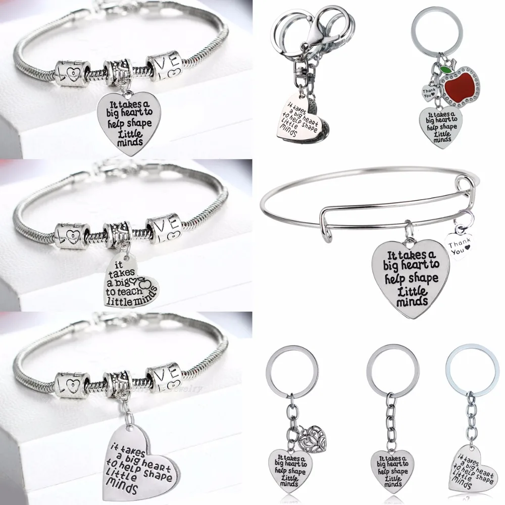 Teachers Bracelet Chain Bangle Apple Love Heart Pendants Keychain It Takes A Big Heart Teacher Keyring Jewelry Teacher's Gifts
Teachers Bracelet Chain Bangle Apple Love Heart Pendants Keychain It Takes A Big Heart Teacher Keyring Jewelry Teacher's Gifts