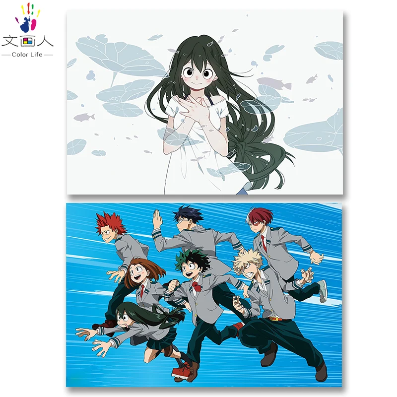 DIY colorings pictures by numbers with colors My hero school Japanese animation picture drawing painting framed | Дом и сад