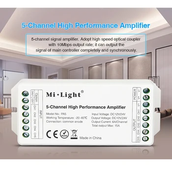 Mi Light DC12V/24V PA5 15A 5-Channel High Performance Amplifier,Series Controller And all PWM Type Led Controller
Mi Light DC12V/24V PA5 15A 5-Channel High Performance Amplifier,Series Controller And all PWM Type Led Controller