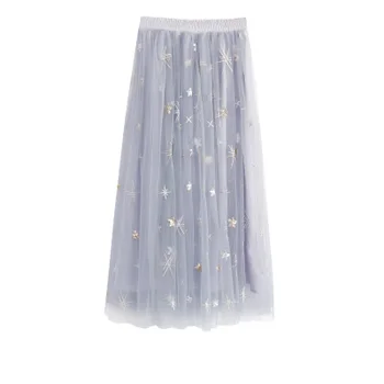 Makuluya Voile Sequined Appliques star Pentagram Embroidery Chic All-Match Pleated Fashion Women Female Summer Spring Skirts QW
Makuluya Voile Sequined Appliques star Pentagram Embroidery Chic All-Match Pleated Fashion Women Female Summer Spring Skirts QW