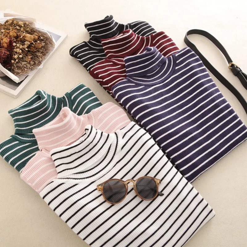 2018 striped sweater Autumn Winter Turtleneck Sweater Women Fashion Knitted Casual Pullover Long Sleeves Elasticity Femme jumper
2018 striped sweater Autumn Winter Turtleneck Sweater Women Fashion Knitted Casual Pullover Long Sleeves Elasticity Femme jumper