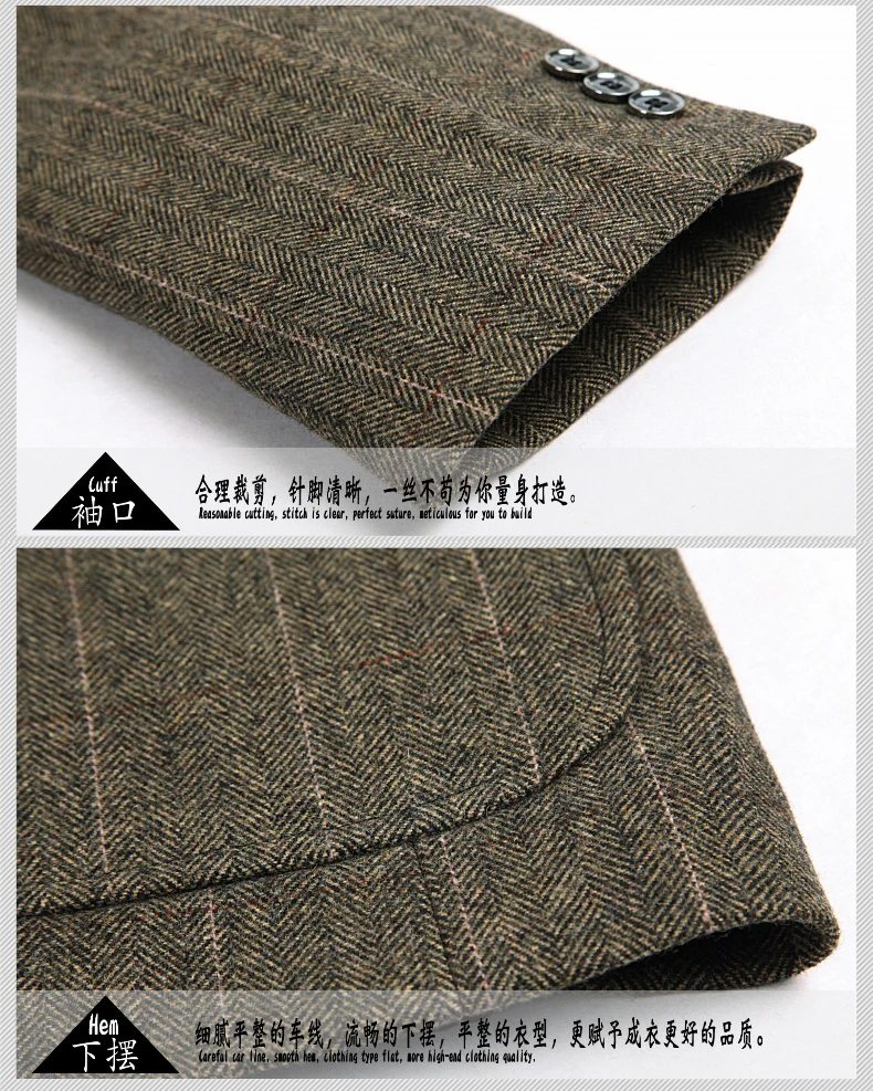 WAEOLSA Men Classical Blazers Plaid Suit Coats Man Wool Blazer Camel Dark Gray Plaid Garment Male Woollen Blend Outfit Apparel (13)